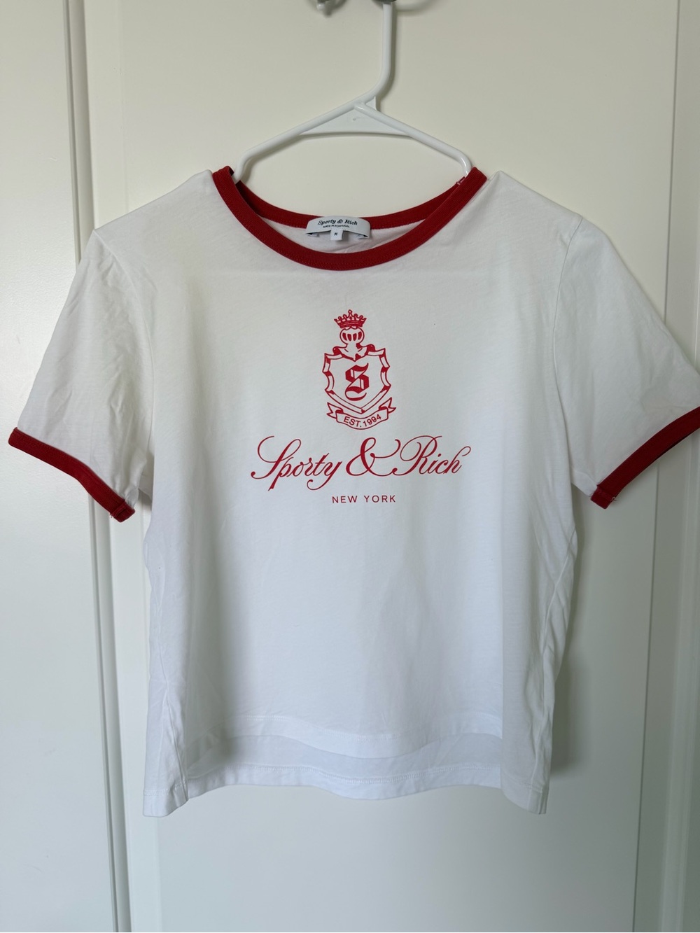 Sporty & Rich White and Red Ringer Tee